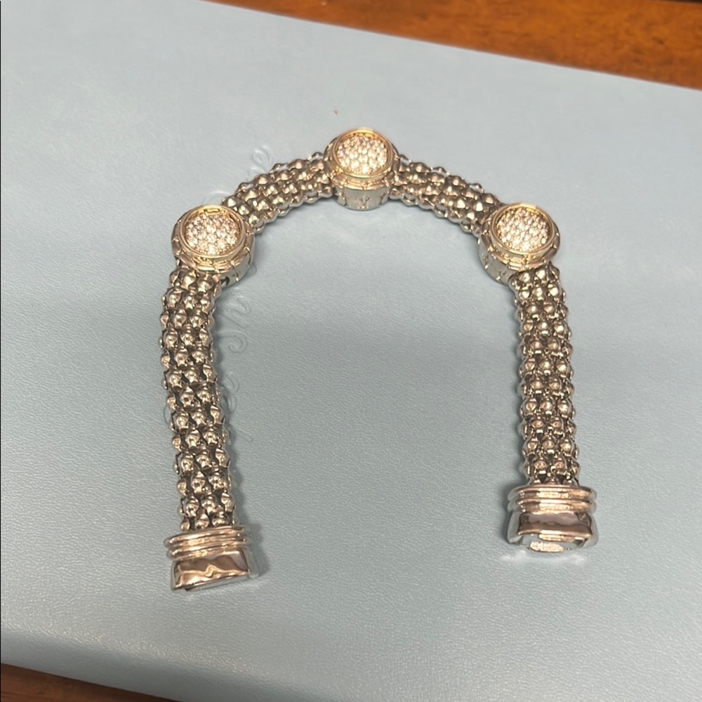 Sophisticated Silver and Gold Bracelet ~ Magnetic Closure - Picture 3 of 6